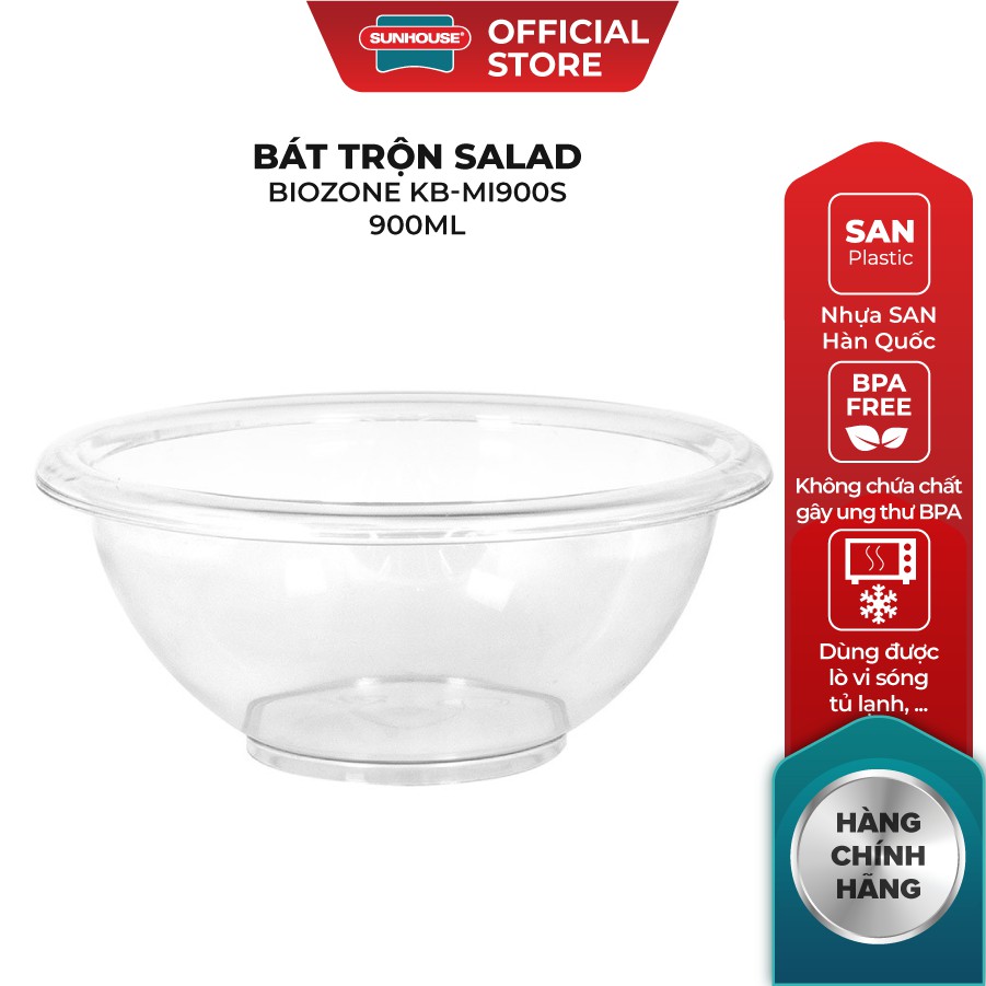 [Mã LIFEHL25 giảm 10% đơn350K] Bát Trộn Salad BIOZONE KB-MI900S 900 ml