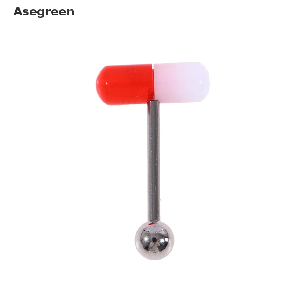 [Asegreen] Set 10 Khuyên Lưỡi Nhiều Màu Sắc Hình Viên Thuốc Chất Liệu Acrylic Phong Cách Punk