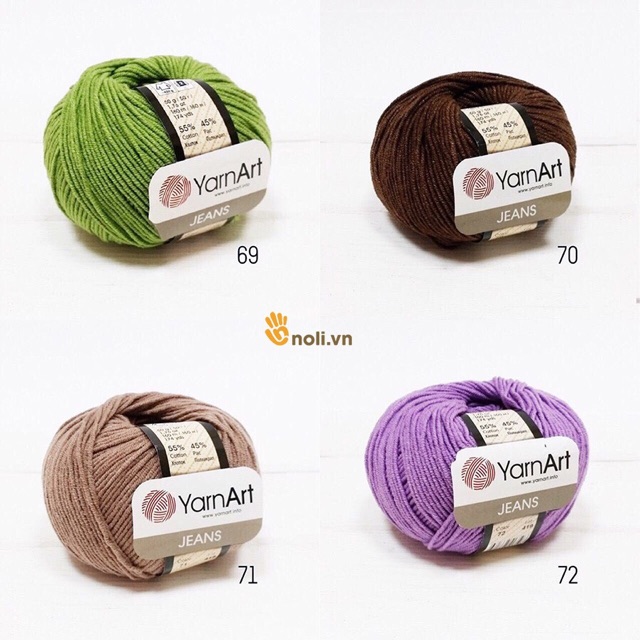 Len Jeans nhập khẩu Thổ Nhĩ Kỳ chuyên đan móc khăn, mũ, áo, thú bông không bai xù, phai màu, an toàn cho bé 50g (69-91) | BigBuy360 - bigbuy360.vn