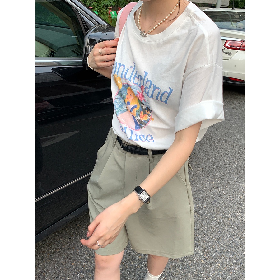 NRVP Áo Thun Nữ Oversize Cổ Tròn Thời Trang Hàn Quốc