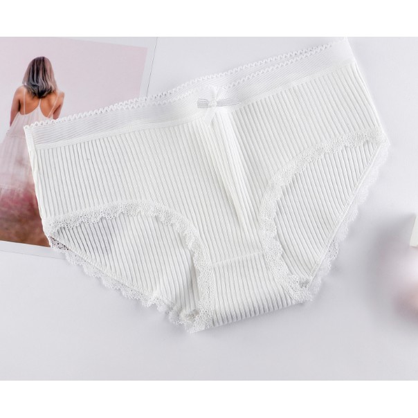 Quần lót nữ cotton gân tăm viền ren trắng dễ thương có chọn màu chọn size lớn Bigsize QL13 | BigBuy360 - bigbuy360.vn