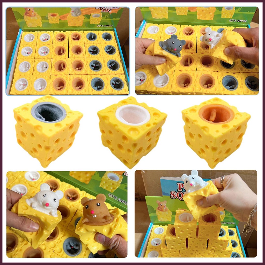 Đồ Chơi Bóp Mềm Mại Hình Chú Chuột Phô Mai Vui Nhộn Cho Bé Và Người Lớn