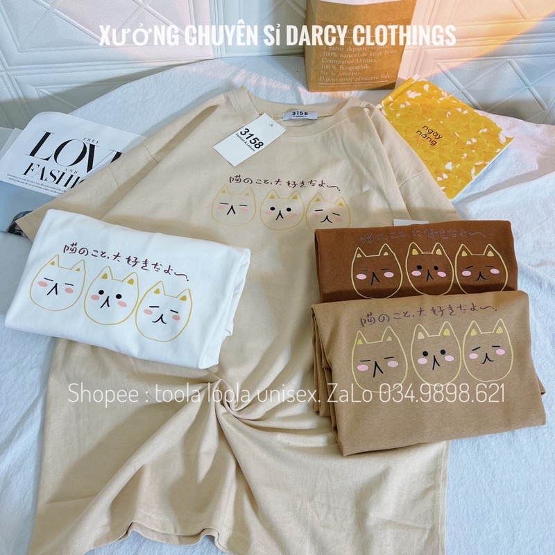 áo thun 3158 ✨ FREESHIP ✨ 3 con mèo hàn quốc áo thun cotton unisex