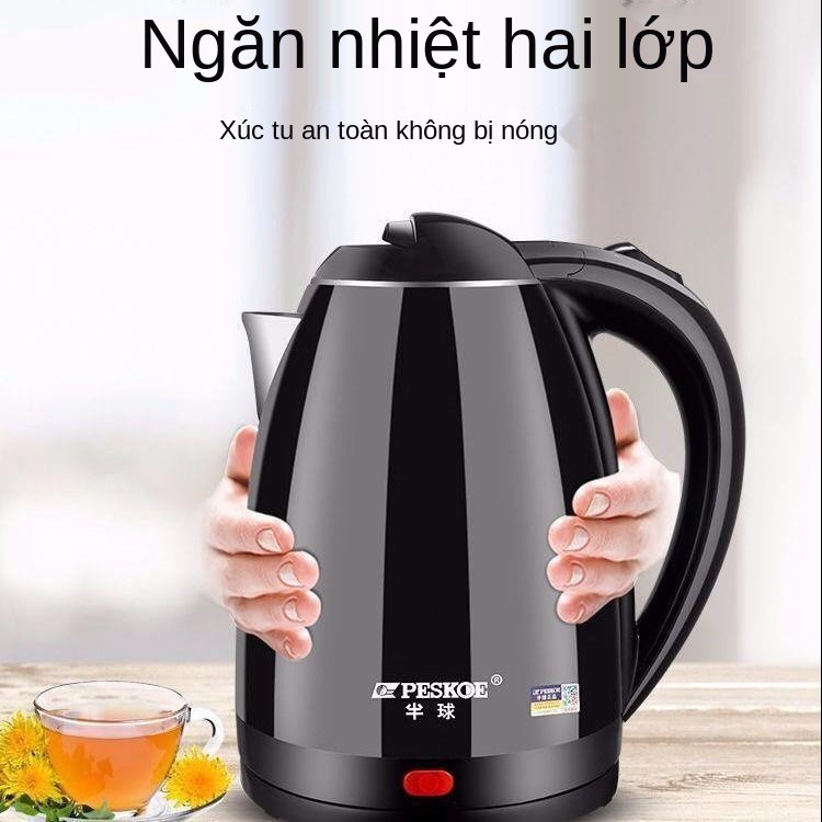 > ấm bán cầu giữ nhiệt điện gia dụng không gỉ bình đun nước nóng bằng thép mini nhỏ tự động ngắt <