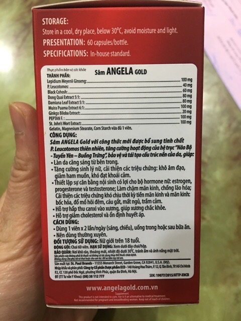 (Hàng chính hãng) Sâm ANGELA GOLD Chai 60 Viên | BigBuy360 - bigbuy360.vn