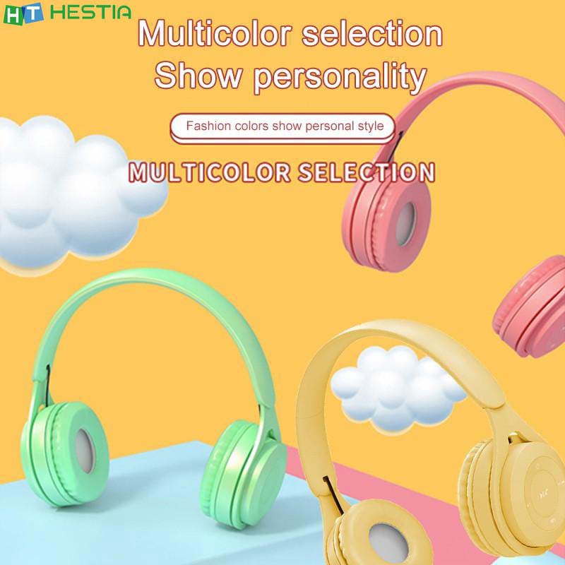 Tai nghe không dây Bluetooth 5.0 Hifi màu macaron dễ thương tích hợp Mic chất lượng cao