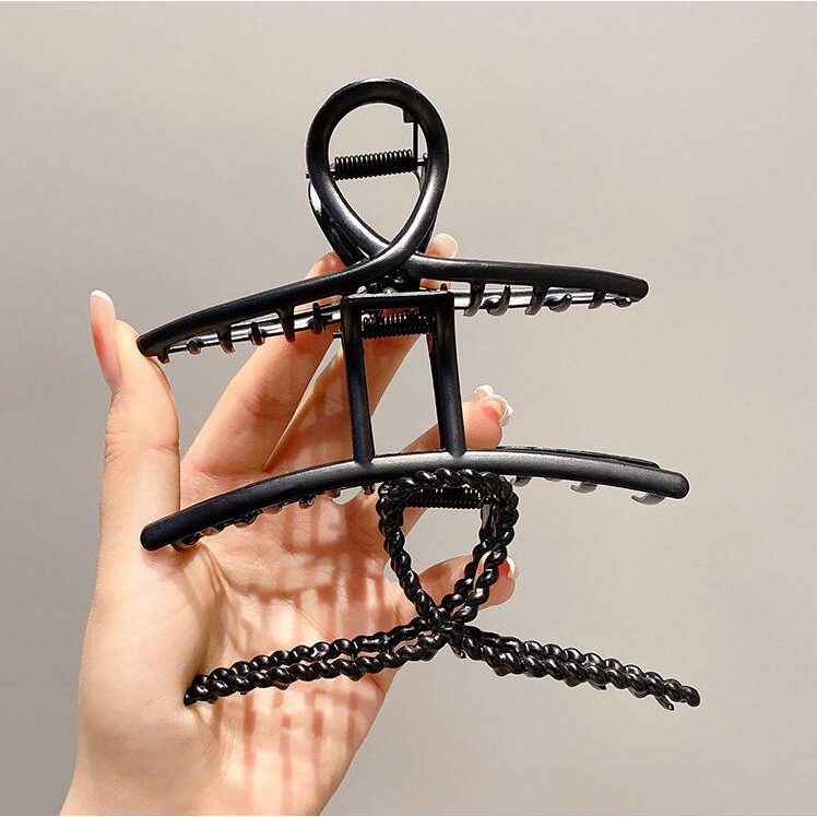 Kẹp Tóc Kim Loại Màu Đen Nhám Phong Cách Hàn Quốc Cho Nữ