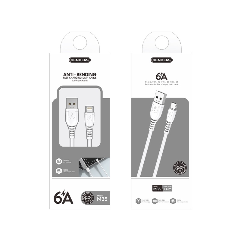 Dây cáp sạc và truyền dữ liệu M35 5V/6A dài 1m dùng cho nhiều dòng máy- Hàng Chính Hãng SENDEM