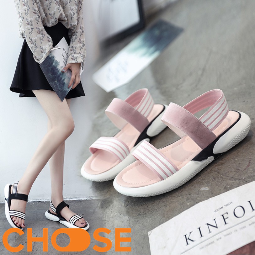 Giày Sandal Nữ Choose Phối Sọc Màu Đế Thể Thao Siêu Chắc Chắn G1311