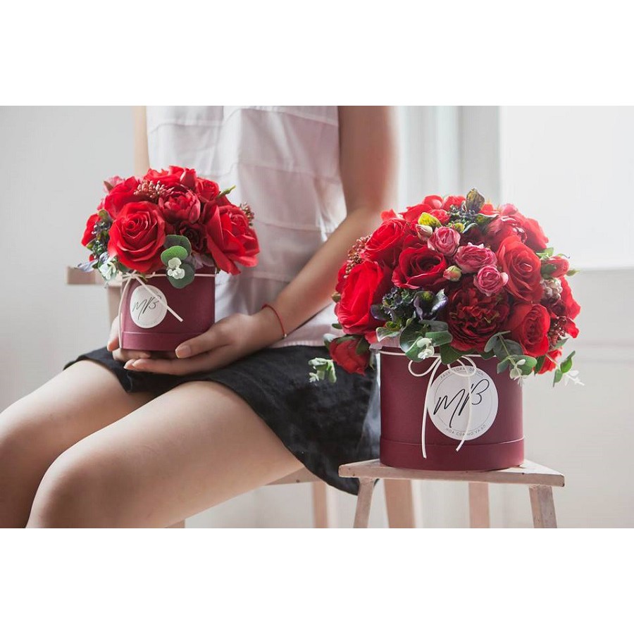 Lẵng hoa lụa tròn Lava Juliet