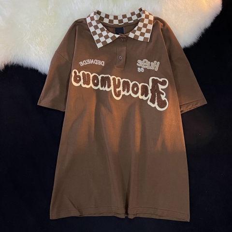 Áo Thun Tay Ngắn Dáng Rộng Họa Tiết Kẻ Sọc Ca Rô Phong Cách Vintage Thời Trang Mùa Hè Cho Nữ