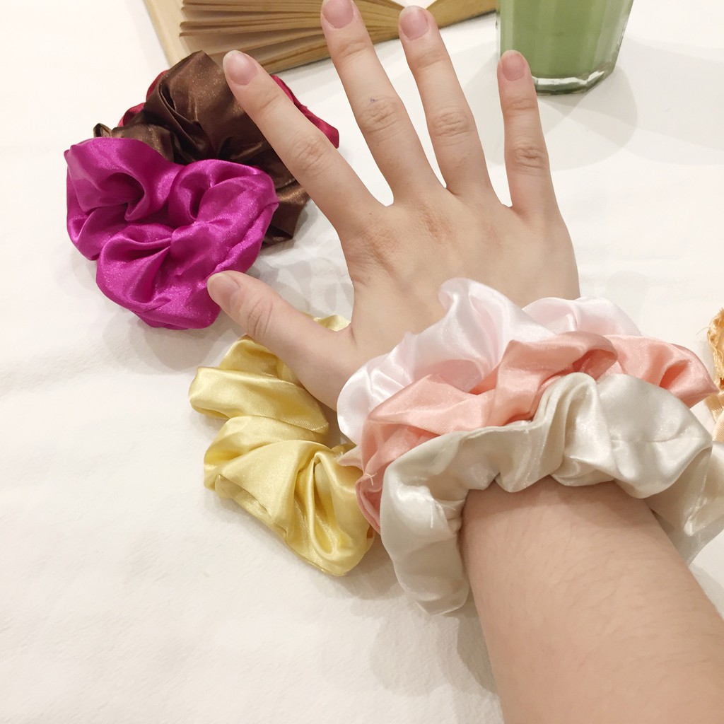 Scrunchies Bộ 52 Màu Vải Bóng Đa Phong Cách - Phần 1 Màu Pastel Nhẹ Nhàng