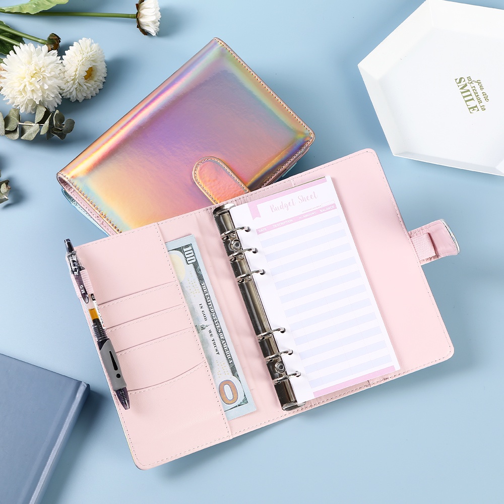 Sổ Tay Ghi Chú/ Lên Kế Hoạch 6 Lỗ Khổ A6 Bằng PVC Có Khóa Kéo Tiện Dụng