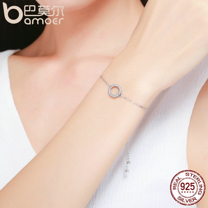 BAMOER Vòng Tay Chuỗi Hạt Bạc 925 SCB030