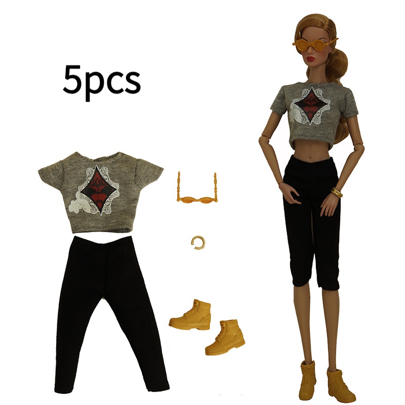 Quần áo thường ngày cho búp bê barbie 30cm, giày, kính, bộ đồ kết hợp