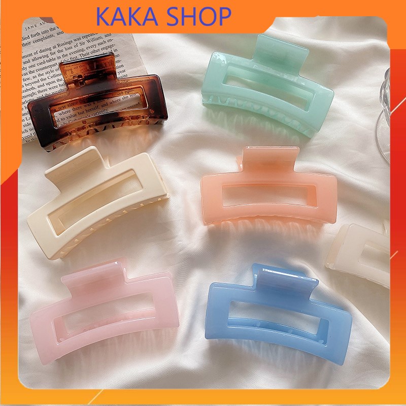 Kẹp tóc càng cua bản chữ nhật màu trơn Hàn Quốc đón tết