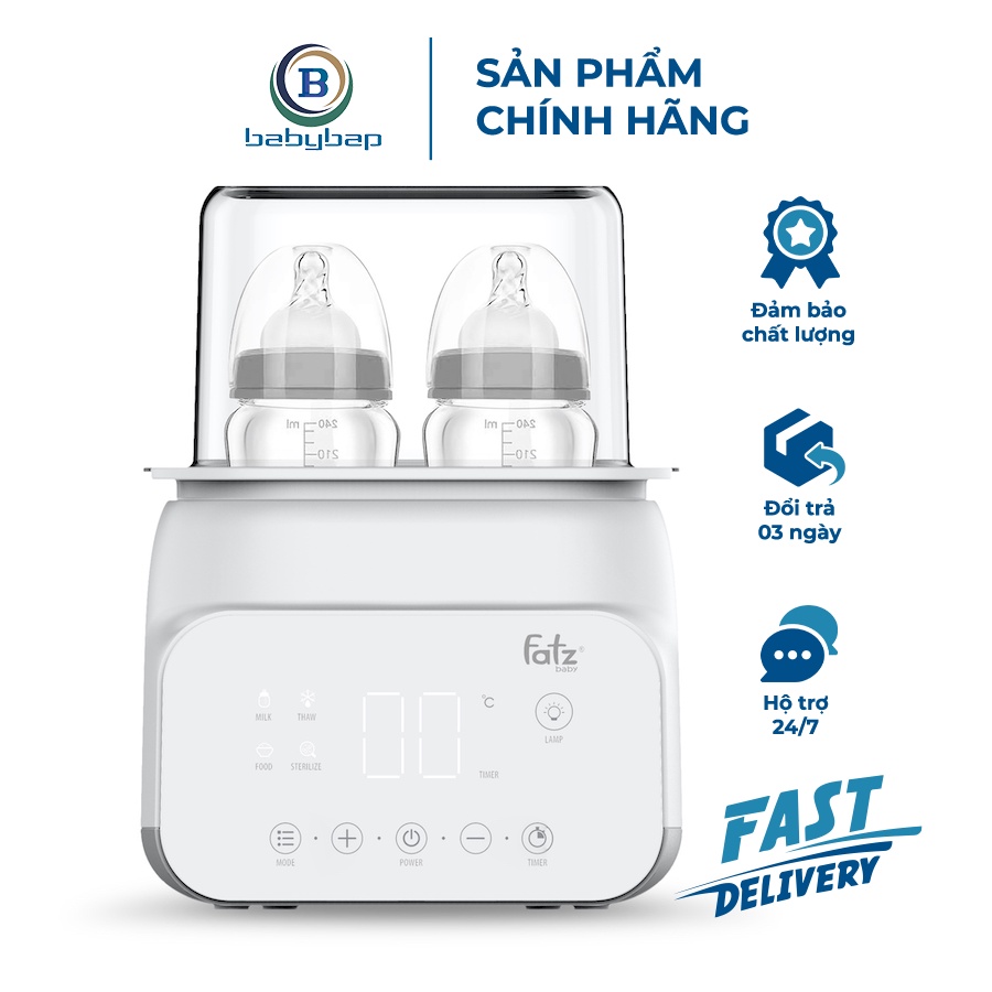 Máy Hâm Sữa Tiệt Trùng Điện Tử Duo 4 Fatzbaby FB3095MX Đế Đun Được Làm Từ Thép Không Gỉ Cao Cấp
