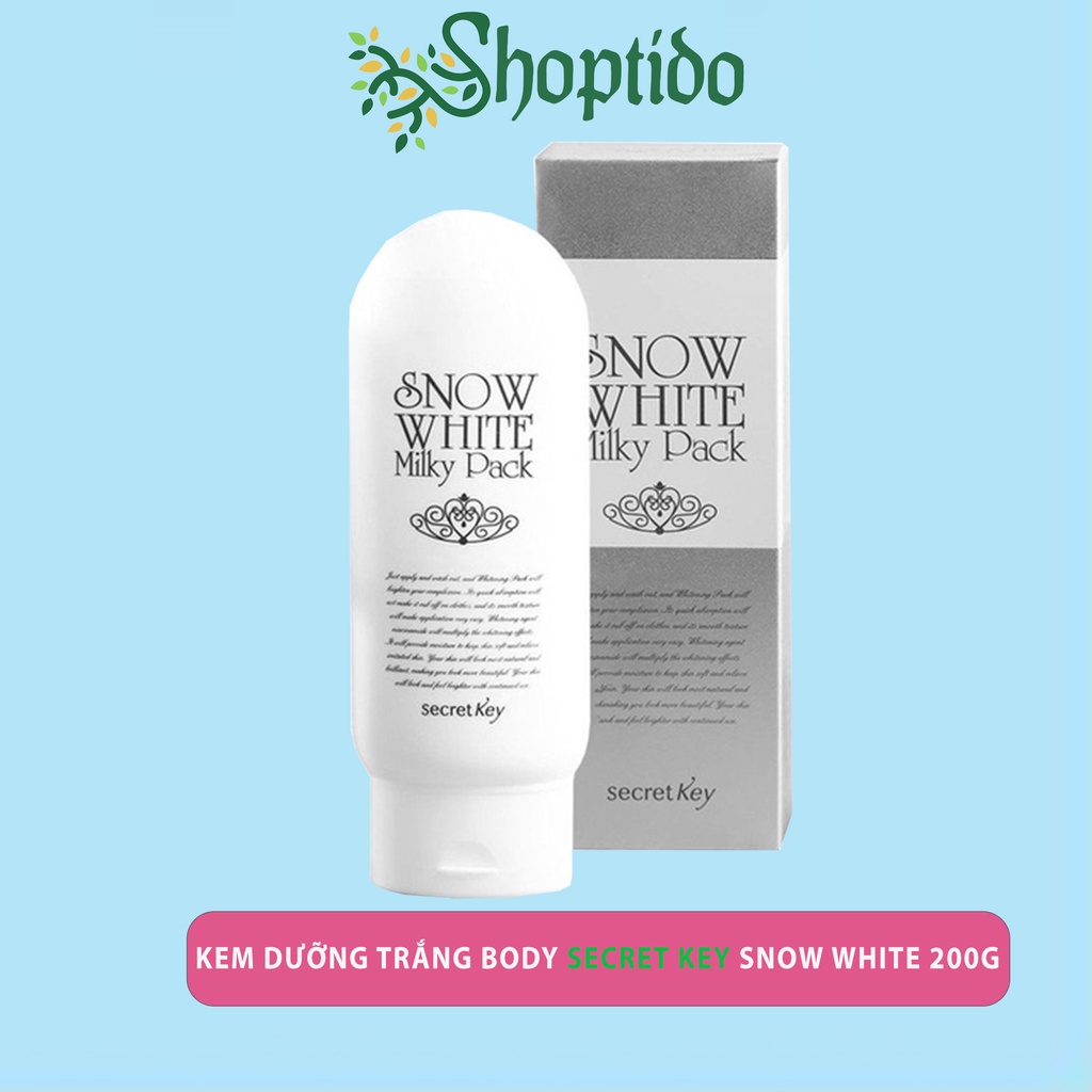 Kem Dưỡng Trắng Da toàn thân Snow white milky pack secret key chính hãng Hàn Quốc 200ml NPP Shoptido