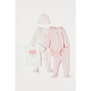 Set 5 chi tiết hồng bé gái HM H&M size 4-6, 6-9m_hàng chính hãng Mỹ