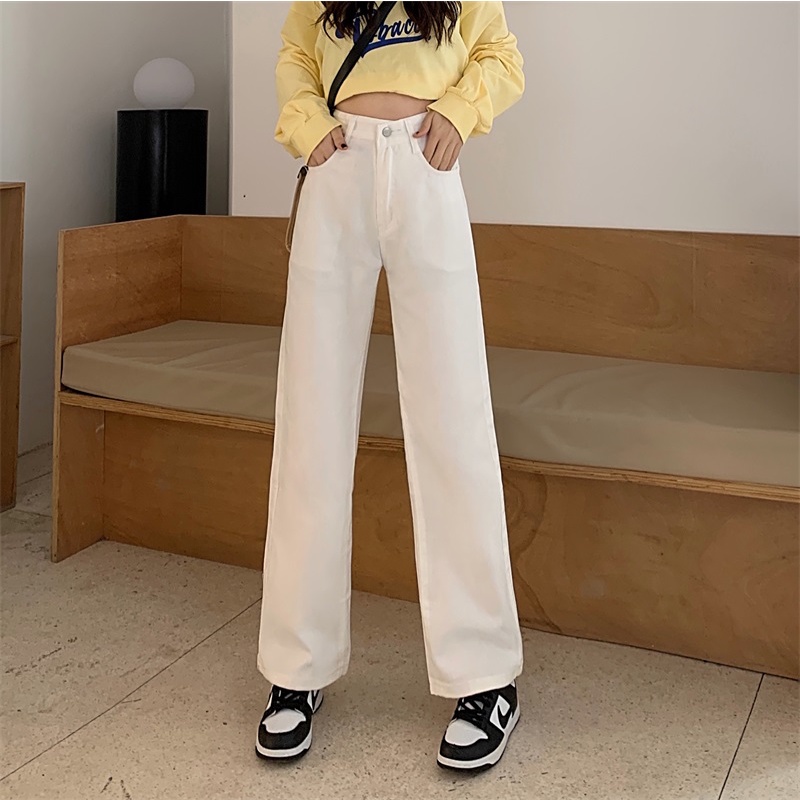 Quần Jeans Nữ Lưng Cao Ống Rộng Thời Trang Hàn Quốc