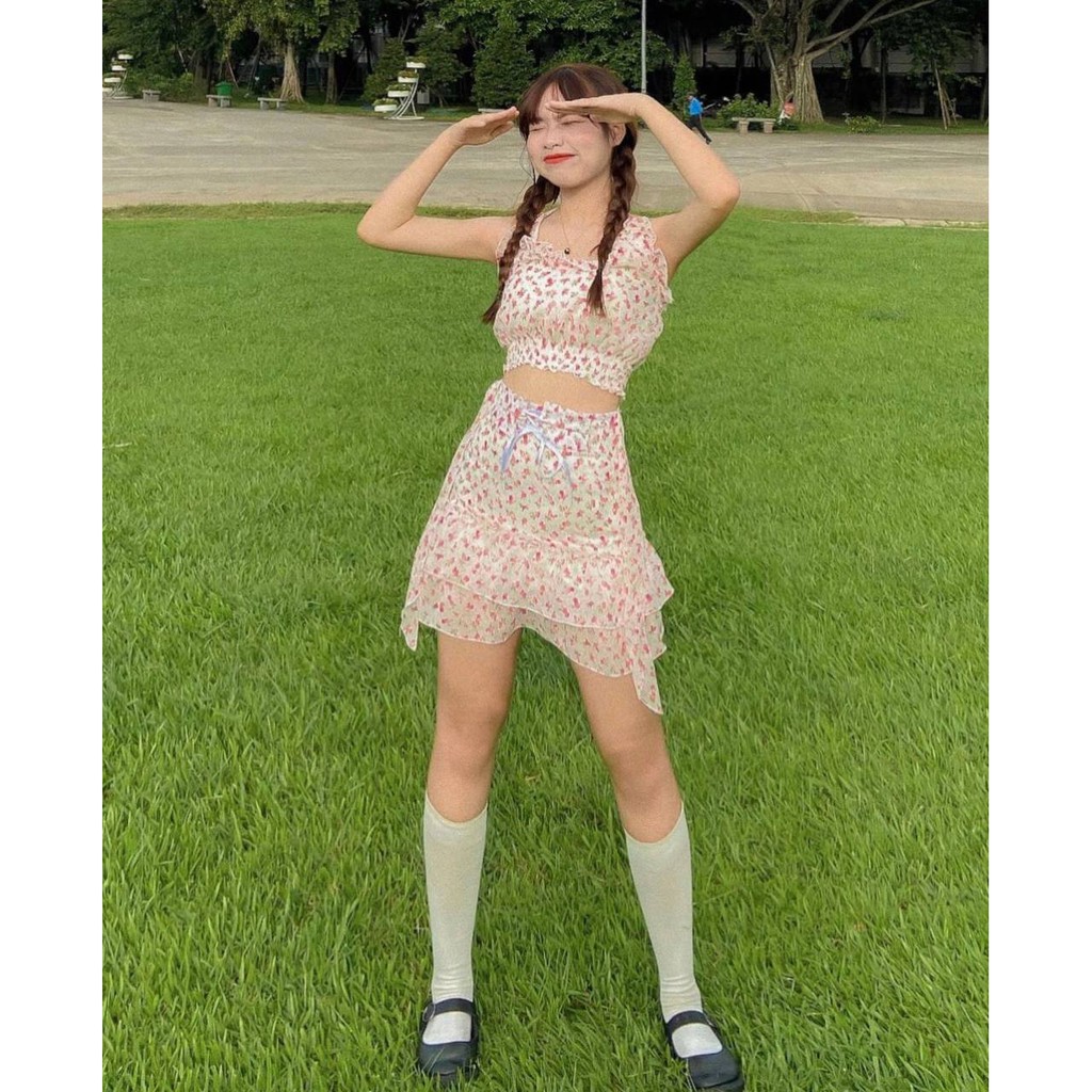 THE FANCE | Set áo váy hoa nhí trễ vai tay rời 2 kiểu mang ROSIE FLORAL