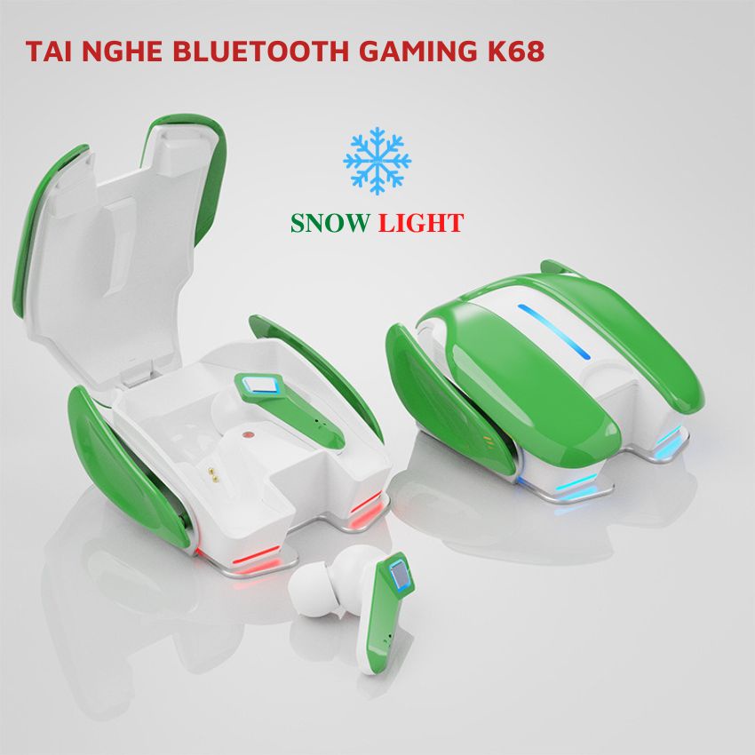 Tai nghe bluetooth nhet tai không dây Tai nghe gaming PUBG audio nhét tai không dây nhét thể thao K68 Snow light