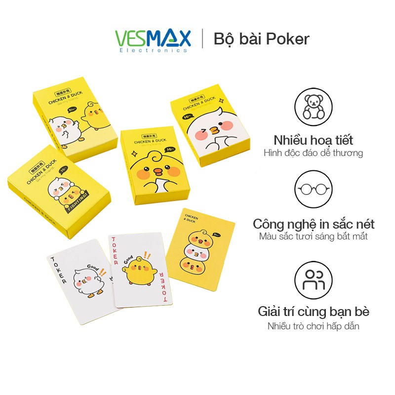 Bộ bài tây dễ thương poker 52 lá in hình cute ngộ nghĩnh, tú lơ khơ hoạt hình siêu đáng yêu