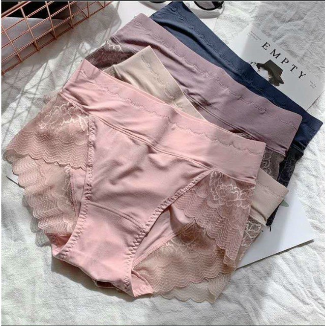 Quần lót nữ cotton phối ren cạp cao gen bụng #8889 -BIG SIZE- quần chíp nữ hàng cao cấp *giao ngẫu nhiên không chọn màu*