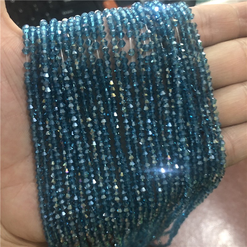 Bộ 200 Hạt Pha Lê Thủy Tinh Dày 2mm Tự Làm Trang Sức