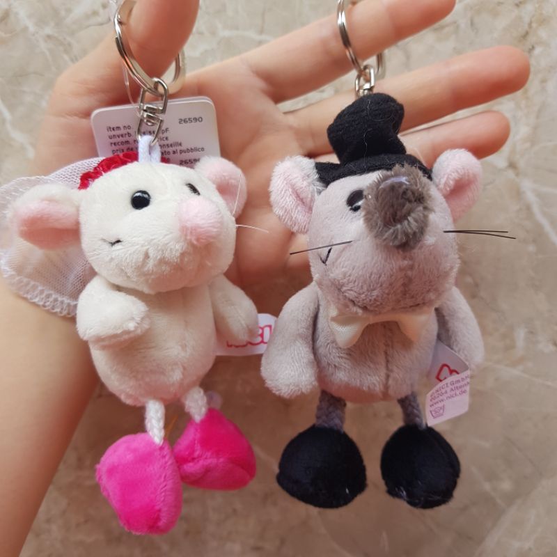Móc Khóa Gấu Bông Mini - Đám Cưới Chuột Đeo Cặp, Treo Balo Thương hiệu NICI Quà Sinh Nhật Cho Nữ 10cm MIRA-GB28003