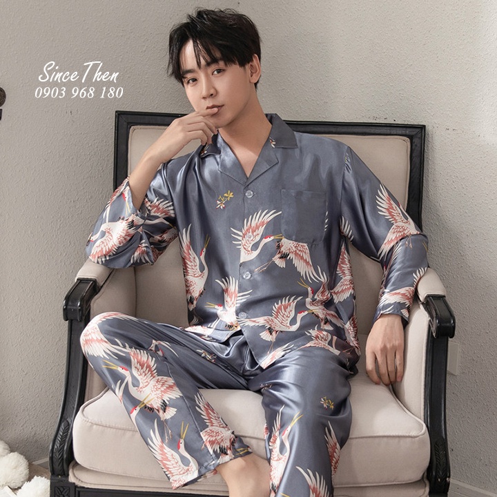 Pyjama nam mặc nhà lụa cao cấp, đồ ngủ nam hồng hạc sang chảnh - Since Then