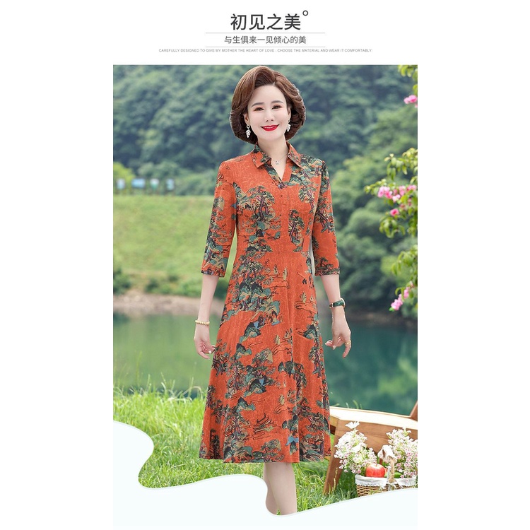 Hàng Có Sẵn Giao Hàng Ngay Lập Phương#Đầm Dài Qua Gối Dáng Ôm Phong Cách Phương Tây Thời Trang Mùa Thu Cao Cấp Dành Cho Nữ Trung Niên 8 / 6yy