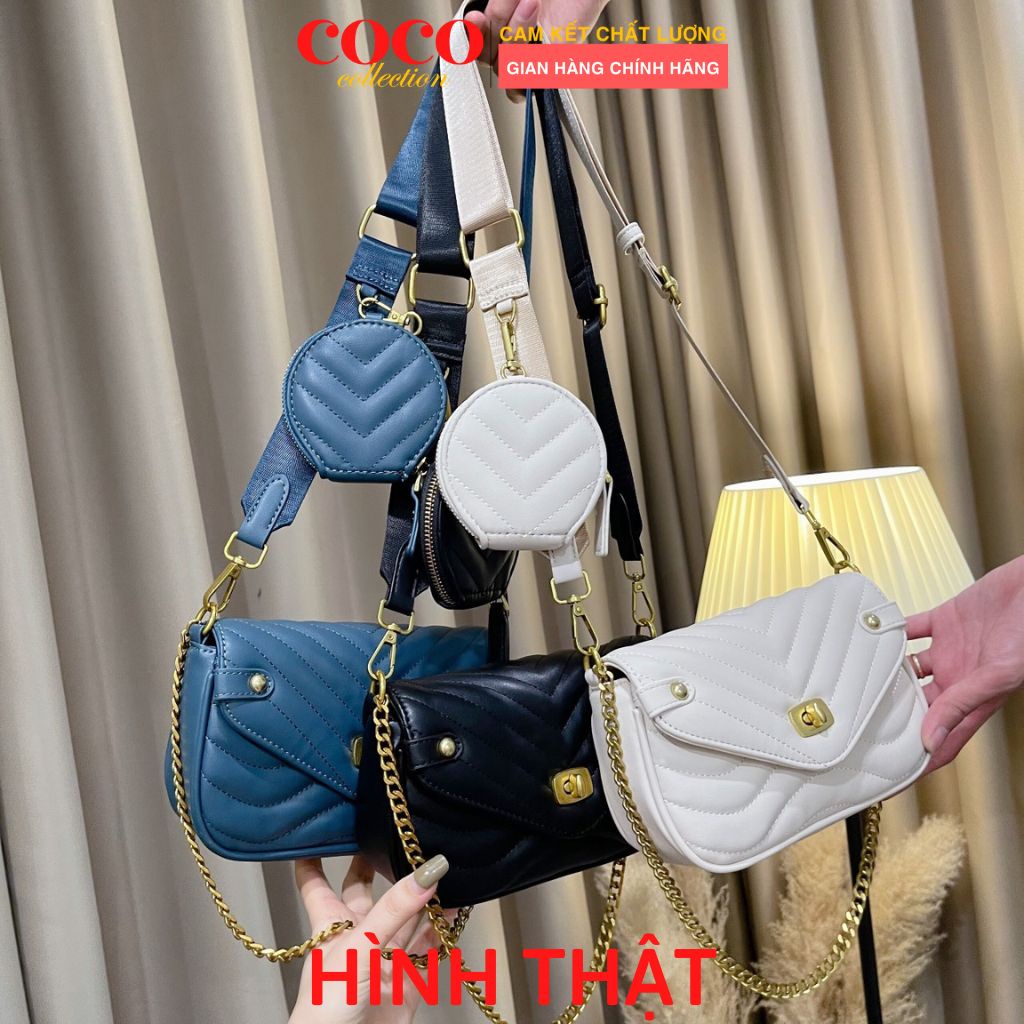 Túi xách nữ trần trám kèm ví nhỏ dây đeo bảng to hàng QC thời trang cao cấp đi chơi, túi đeo chéo nữ TX040429 Coco Store