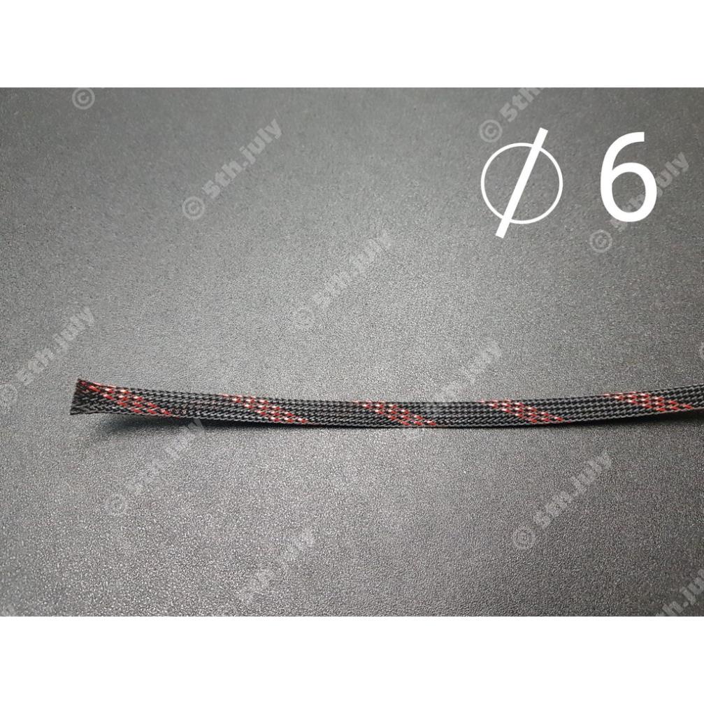 Gen  xác rắn bọc ngoài dây điện 6mm, màu đỏ sọc đen, loại dày