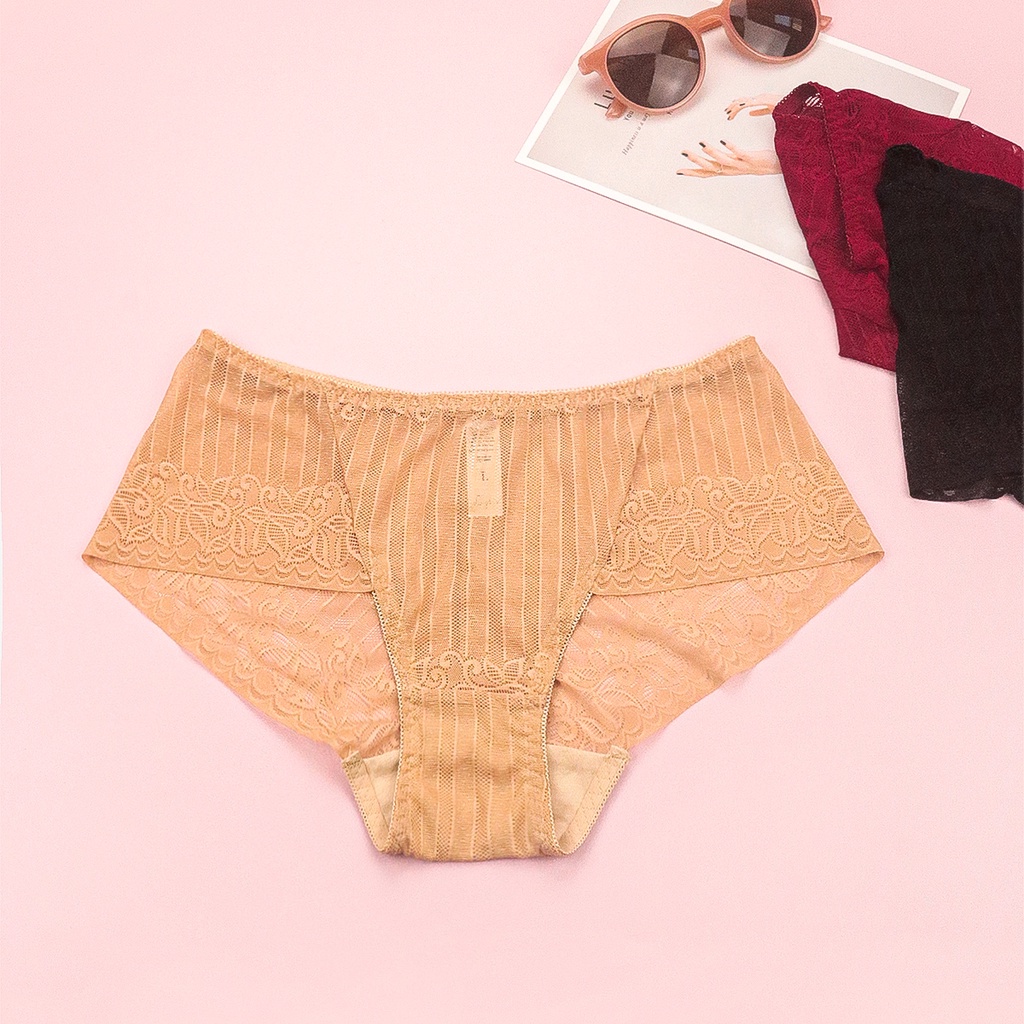 Quần Lót Nữ Toàn Ren Luperi Kiểu Dáng Lưng Cao Chất Liệu Thoáng Mát Co Giãn Bền Màu An Toàn Cho Làn Da Sp753