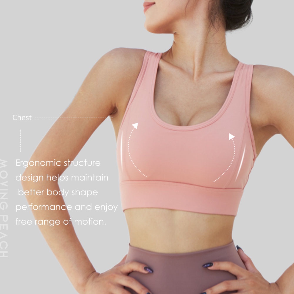 MOVING PEACH bra thể thao nữ có mút nâng ngực chất liệu thấm hút khô ráo nhanh chóng