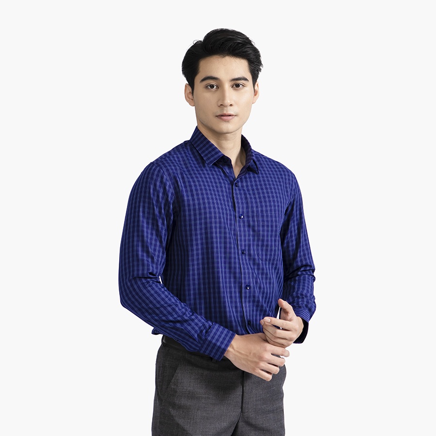 [MẪU MỚI] Áo sơ mi nam dài tay ARISTINO phom Regular fit, màu xanh tím than kẻ dobby lịch lãm, thời thượng - ALS41702