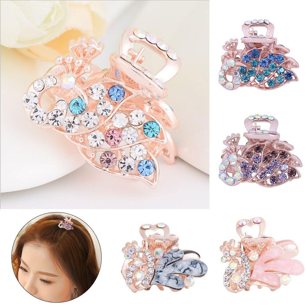 NIUYOU Kẹp Tóc Móng Vuốt Hình Chim Công Mini Phong Cách Hàn Quốc
