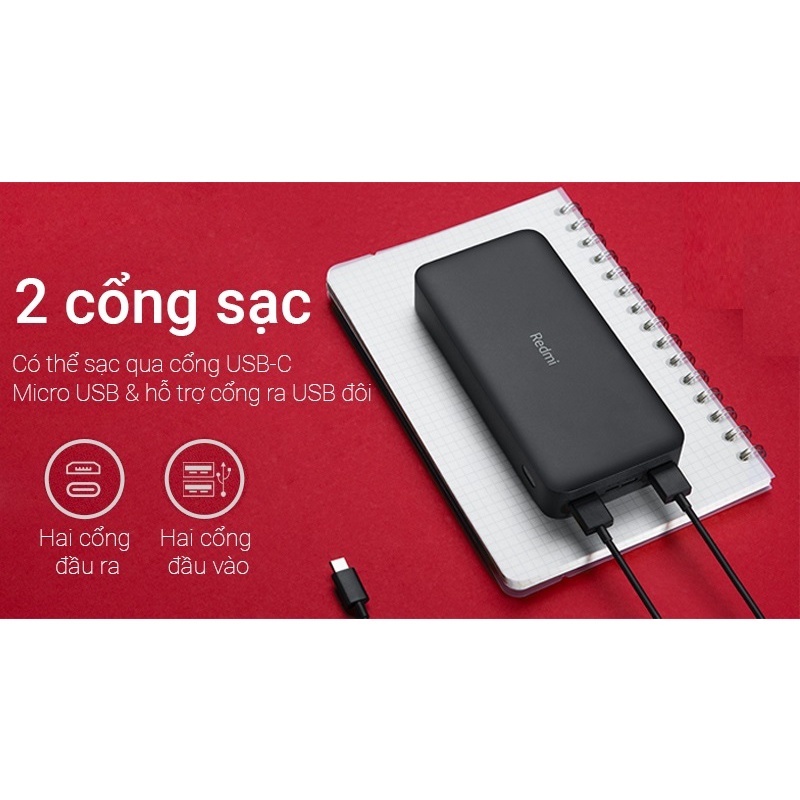 Pin sạc dự phòng 20000mAh Redmi Xiaomi VXN4304GL - Bản quốc tế màu đen