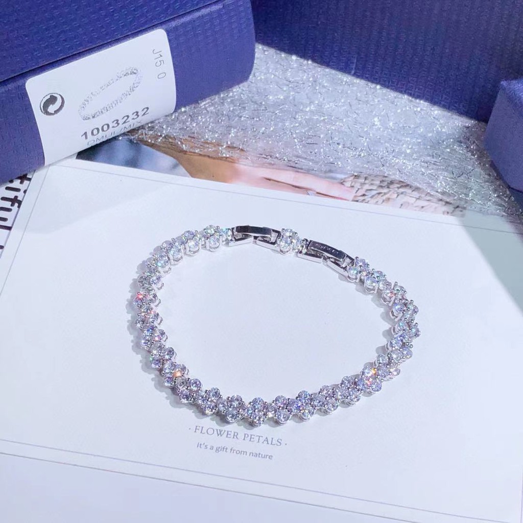 [ready Stock new luxury lady tính khí pha lê la mã đầy trái tim-shaped bracelet nữ