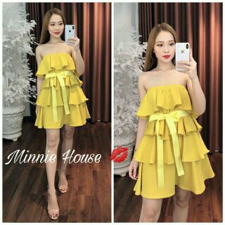 Thanh lý đầm ống tầng xoè nơ eo