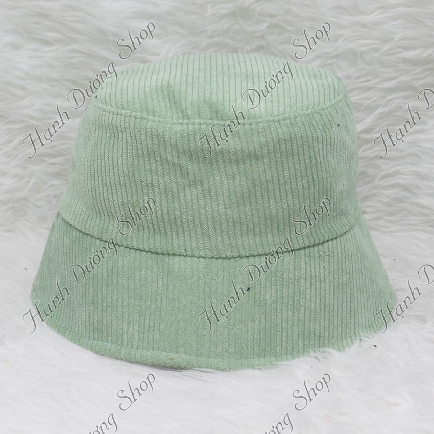 Mũ bucket cụp nhung nón tai bèo vành tròn thêu chữ sớ nhung đũa to phong cách thời trang phù hợp cả nam lẫn nư