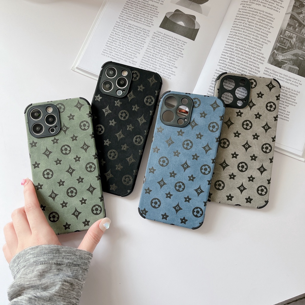 Ốp điện thoại da lộn mềm họa tiết đầu hươu chống rơi bảo vệ cho Iphone 6 7 8 Plus 11 Pro Max X Xr