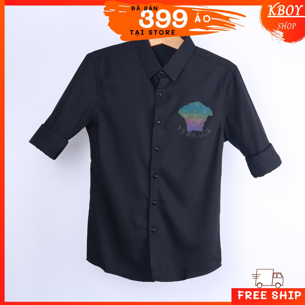 Áo sơ mi tay Ngắn/Dài -Hàng quãng châu,Họa Tiết Logo trước Ngực,Bigsize ,mềm mịn,Co giãn tốt, trẻ trung- F105/F105-1 | BigBuy360 - bigbuy360.vn