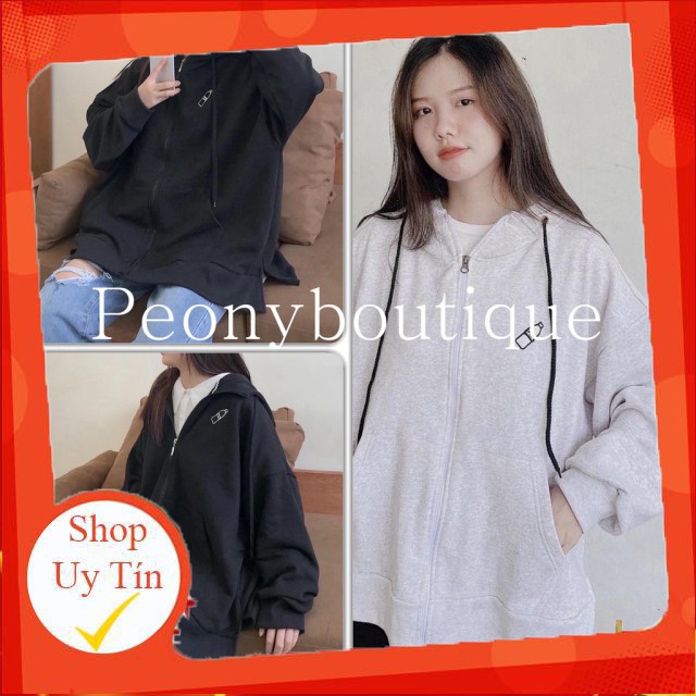 Áo Hoodie XXX Form Rộng Nữ 🌸 Áo khoác nỉ xẻ tà bigsize màu Đen | Be | Xám Ulzzang HOT 🌸 -Hàng nhập khẩu