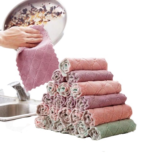 Set 5 Khăn Lau Đa Năng 2 Mặt Siêu Thấm Hút Viền Hoa