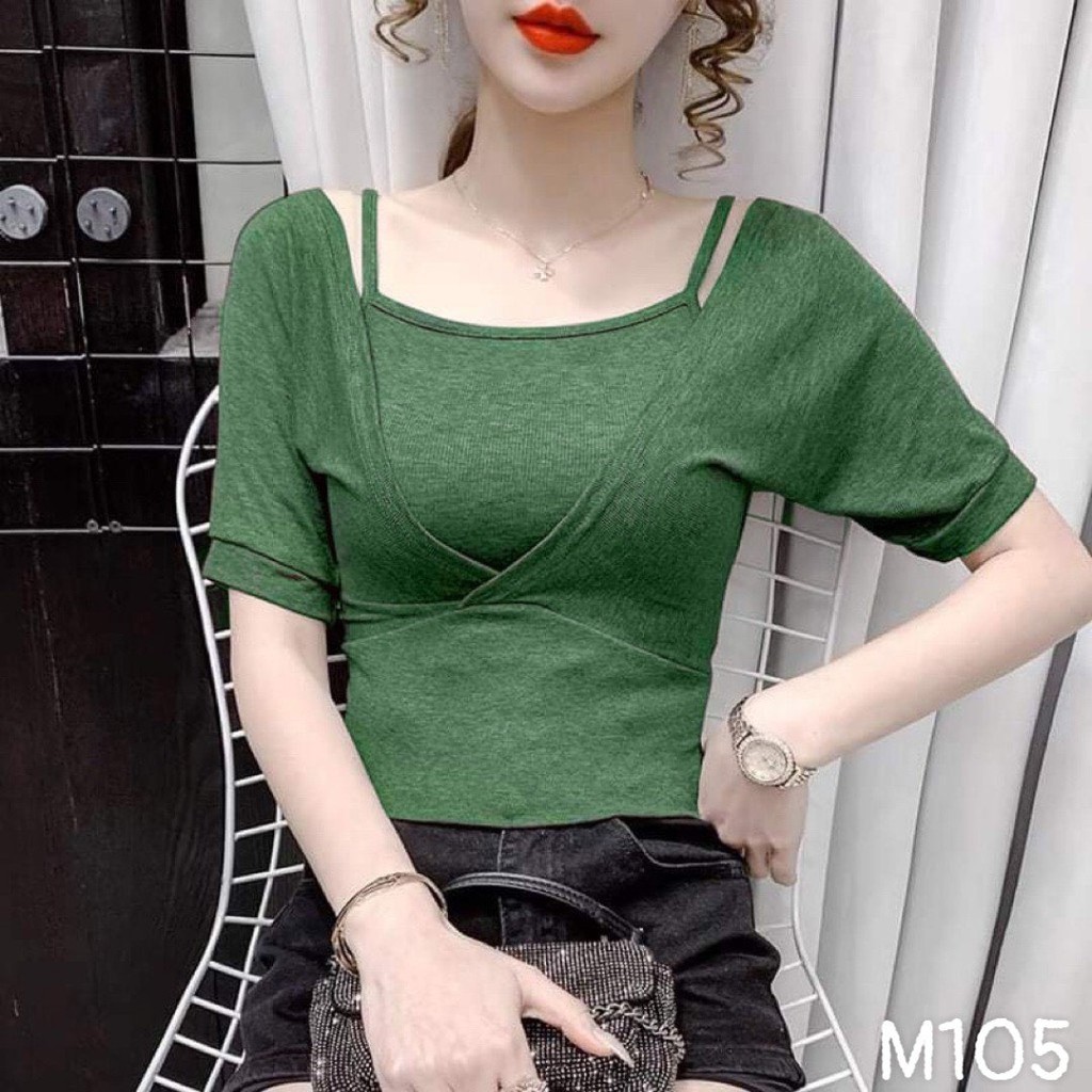 Áo thun nữ tay ngắn cổ tròn giả yếm đẹp giá rẻ MIMA M105 | BigBuy360 - bigbuy360.vn