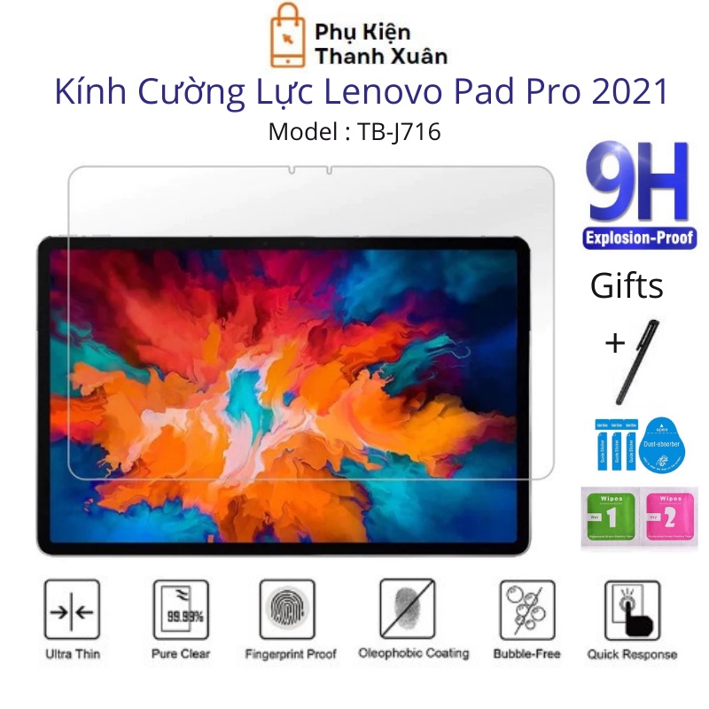 Kính cường lực Lenovo Xiaoxin Pad Pro 2021 TB-J716 - Độ cứng 9H, dày 0.3 mm | Tặng kèm bút