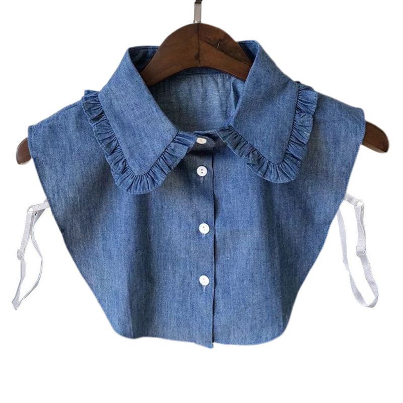 Yoioi Cổ Áo Giả Denim Nhún Bèo Dễ Thương Có Thể Tháo Rời Tối Giản Cho Búp Bê
