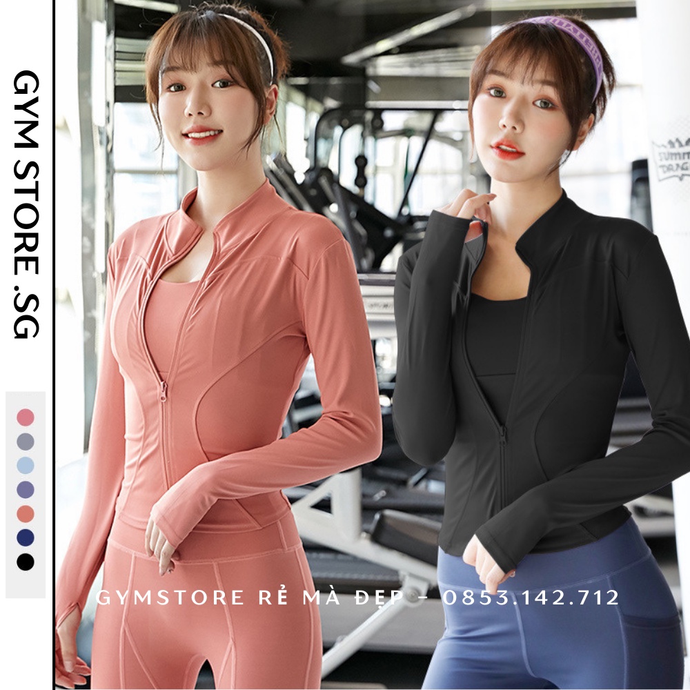 Áo khoác tập gym tập yoga thể thao nữ áo dài tay giá rẻ Gymstore 011